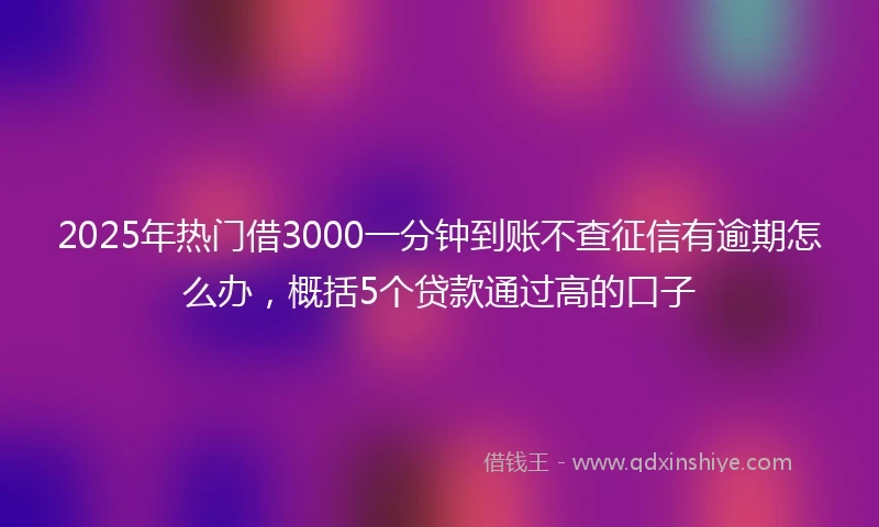 2025年热门借3000一分钟到账不查征信有逾期怎么办，概括5个贷款通过高的口子