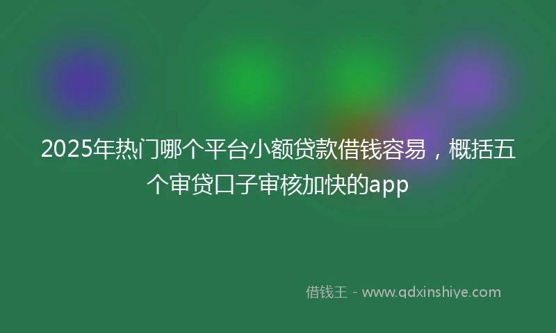 2025年热门哪个平台小额贷款借钱容易，概括五个审贷口子审核加快的app