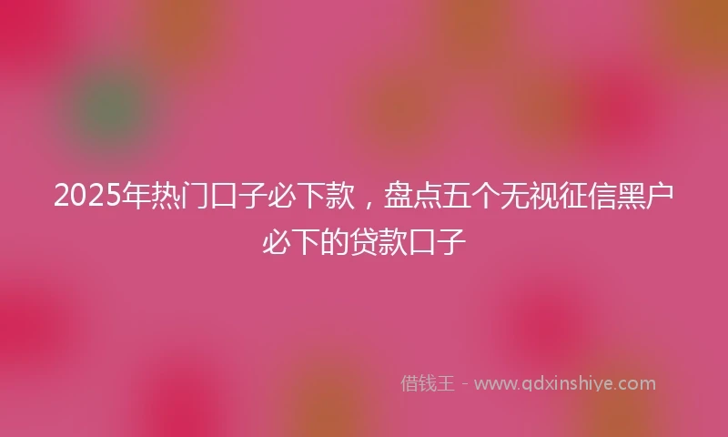 2025年热门口子必下款，盘点五个无视征信黑户必下的贷款口子