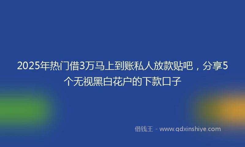 2025年热门借3万马上到账私人放款贴吧，分享5个无视黑白花户的下款口子