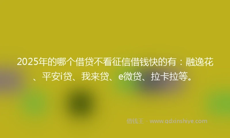 2025年的哪个借贷不看征信借钱快的有：融逸花、平安i贷、我来贷、e微贷、拉卡拉等。
