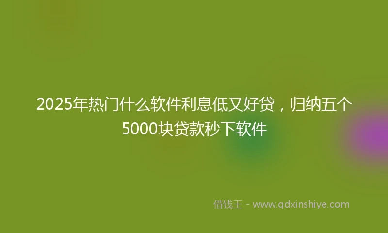 2025年热门什么软件利息低又好贷，归纳五个5000块贷款秒下软件