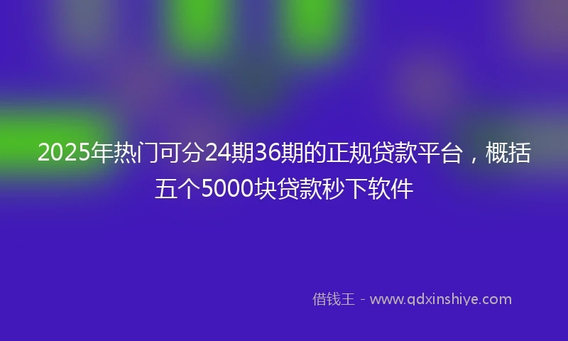 2025年热门可分24期36期的正规贷款平台，概括五个5000块贷款秒下软件
