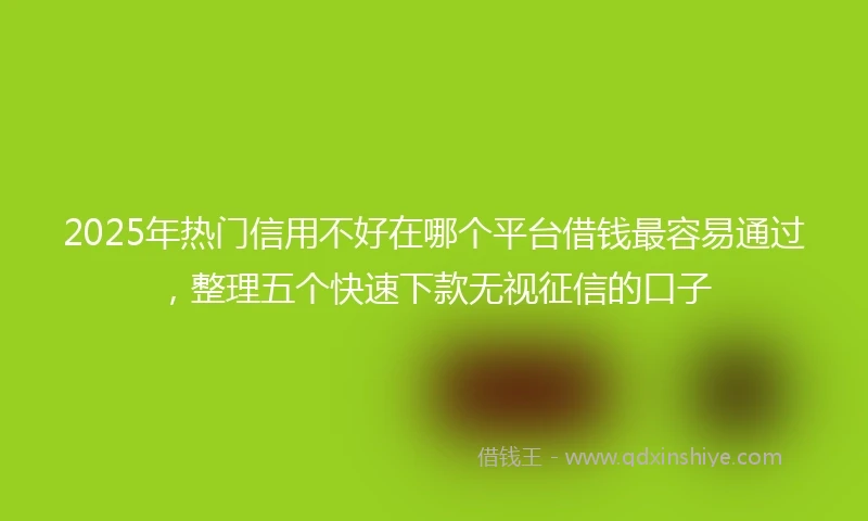 2025年热门信用不好在哪个平台借钱最容易通过，整理五个快速下款无视征信的口子