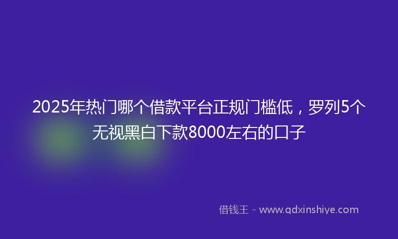 2025年热门哪个借款平台正规门槛低，罗列5个无视黑白下款8000左右的口子