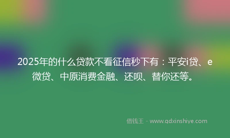 2025年的什么贷款不看征信秒下有：平安i贷、e微贷、中原消费金融、还呗、替你还等。