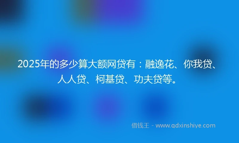 2025年的多少算大额网贷有：融逸花、你我贷、人人贷、柯基贷、功夫贷等。