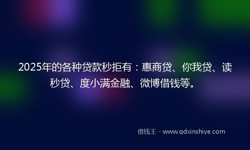 2025年的各种贷款秒拒有：惠商贷、你我贷、读秒贷、度小满金融、微博借钱等。