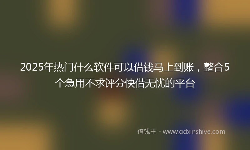 2025年热门什么软件可以借钱马上到账，整合5个急用不求评分快借无忧的平台