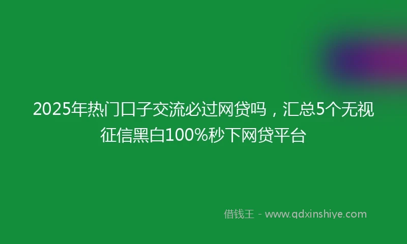 2025年热门口子交流必过网贷吗，汇总5个无视征信黑白100%秒下网贷平台