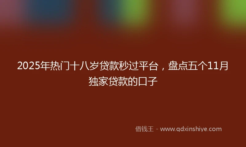 2025年热门十八岁贷款秒过平台，盘点五个11月独家贷款的口子