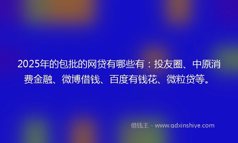 2025年的包批的网贷有哪些有：投友圈、中原消费金融、微博借钱、百度有钱花、微粒贷等。