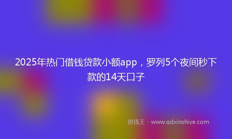 2025年热门借钱贷款小额app，罗列5个夜间秒下款的14天口子