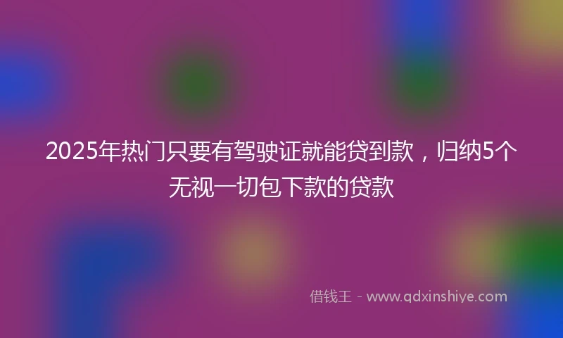 2025年热门只要有驾驶证就能贷到款，归纳5个无视一切包下款的贷款