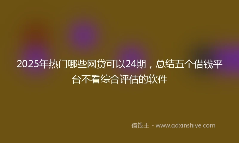 2025年热门哪些网贷可以24期，总结五个借钱平台不看综合评估的软件