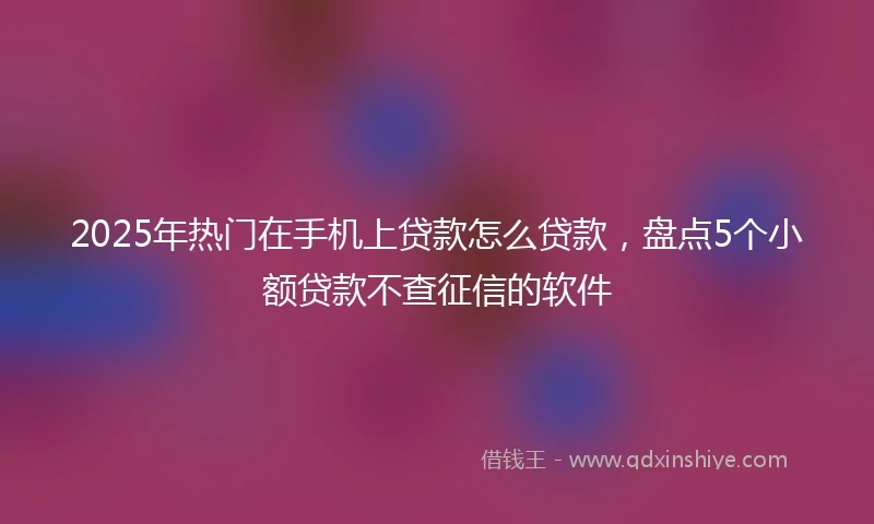 2025年热门在手机上贷款怎么贷款，盘点5个小额贷款不查征信的软件