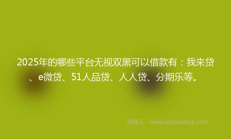 2025年的哪些平台无视双黑可以借款有：我来贷、e微贷、51人品贷、人人贷、分期乐等。