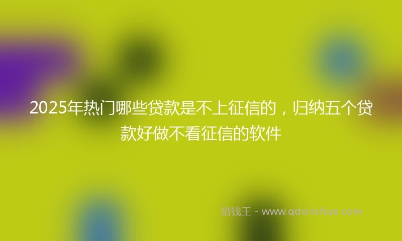 2025年热门哪些贷款是不上征信的，归纳五个贷款好做不看征信的软件