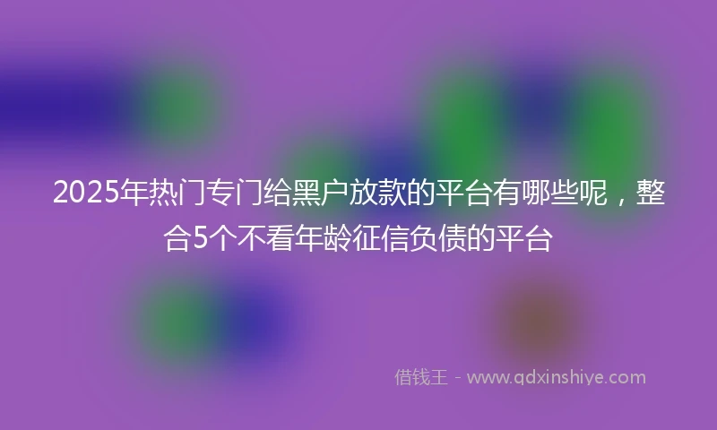 2025年热门专门给黑户放款的平台有哪些呢，整合5个不看年龄征信负债的平台