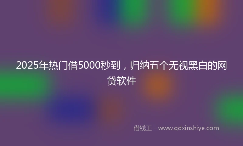 2025年热门借5000秒到，归纳五个无视黑白的网贷软件