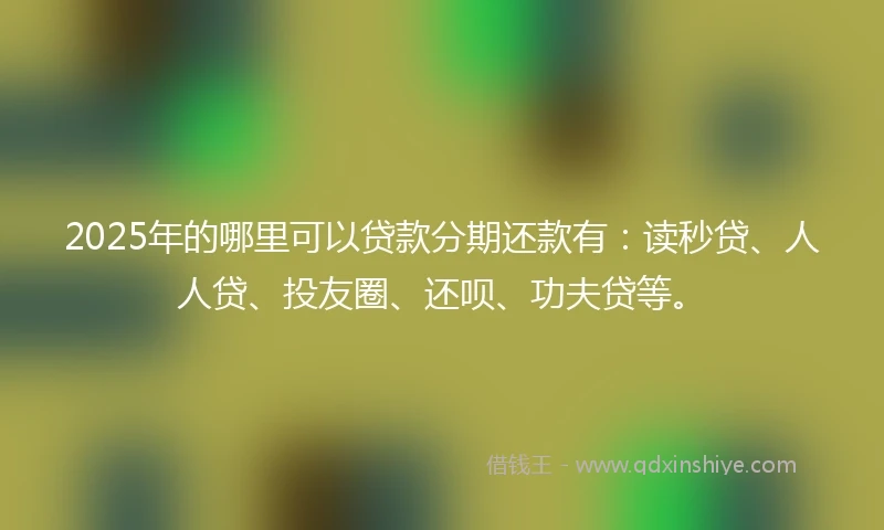 2025年的哪里可以贷款分期还款有：读秒贷、人人贷、投友圈、还呗、功夫贷等。