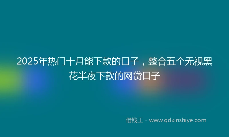 2025年热门十月能下款的口子，整合五个无视黑花半夜下款的网贷口子
