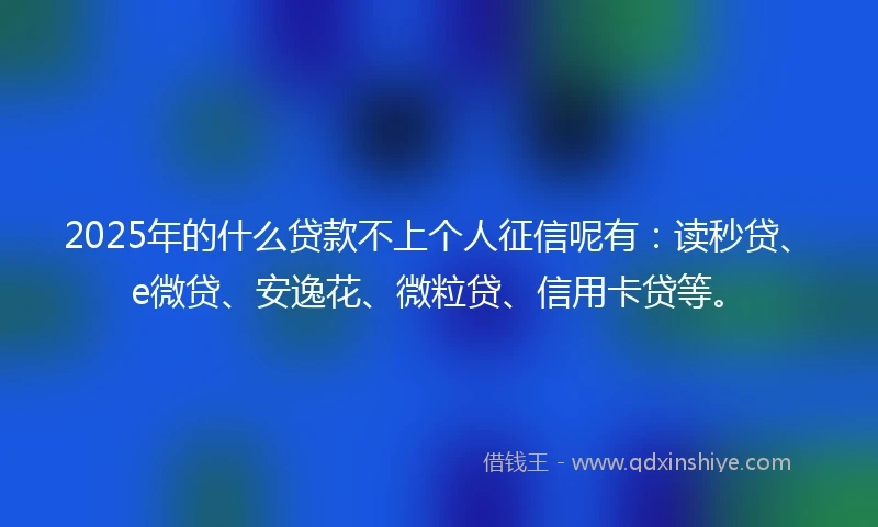 2025年的什么贷款不上个人征信呢有：读秒贷、e微贷、安逸花、微粒贷、信用卡贷等。