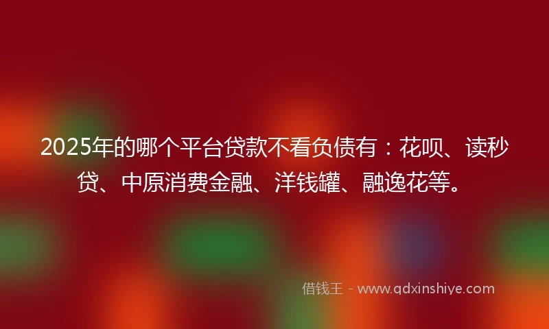 2025年的哪个平台贷款不看负债有：花呗、读秒贷、中原消费金融、洋钱罐、融逸花等。