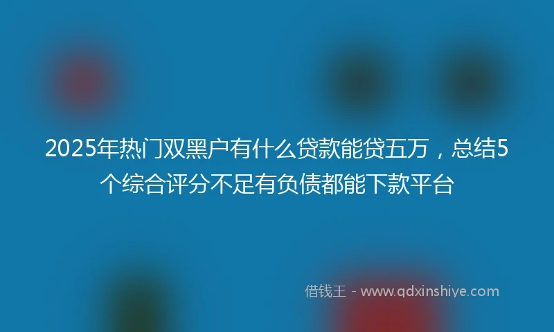 2025年热门双黑户有什么贷款能贷五万，总结5个综合评分不足有负债都能下款平台