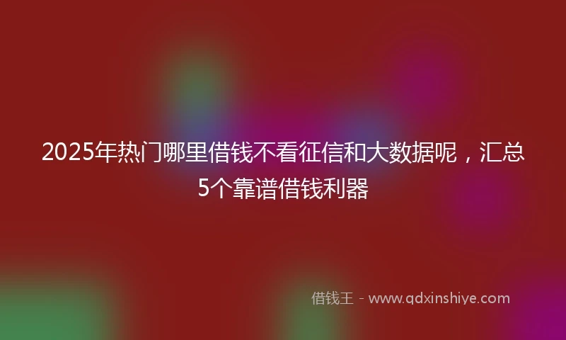 2025年热门哪里借钱不看征信和大数据呢，汇总5个靠谱借钱利器