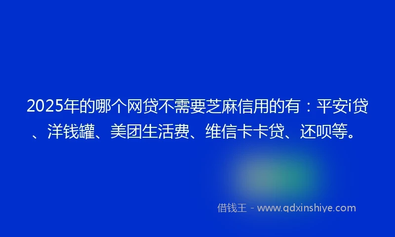 2025年的哪个网贷不需要芝麻信用的有：平安i贷、洋钱罐、美团生活费、维信卡卡贷、还呗等。
