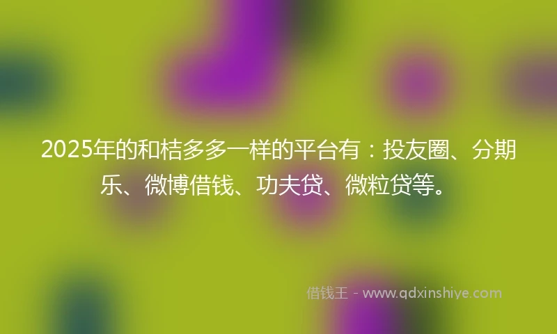 2025年的和桔多多一样的平台有：投友圈、分期乐、微博借钱、功夫贷、微粒贷等。
