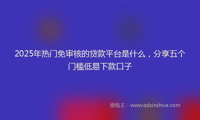 2025年热门免审核的贷款平台是什么，分享五个门槛低易下款口子