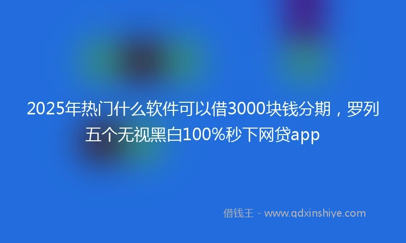 2025年热门什么软件可以借3000块钱分期，罗列五个无视黑白100%秒下网贷app