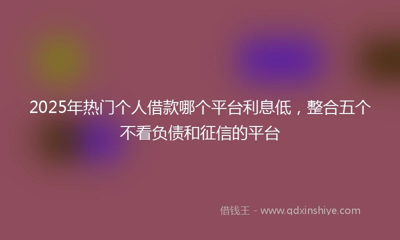 2025年热门个人借款哪个平台利息低，整合五个不看负债和征信的平台