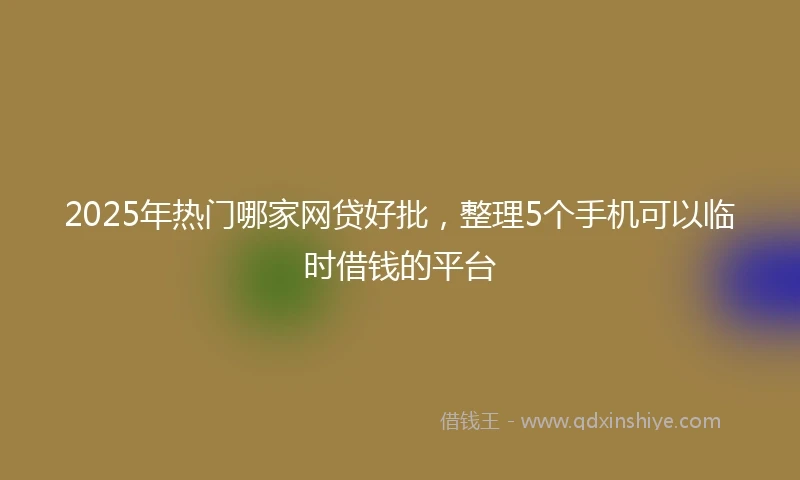 2025年热门哪家网贷好批，整理5个手机可以临时借钱的平台