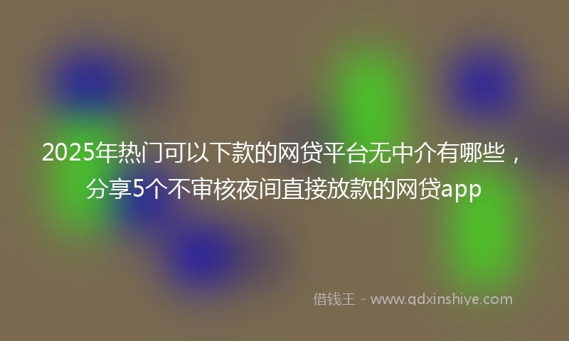 2025年热门可以下款的网贷平台无中介有哪些,分享5个不审核夜间直接放款的网贷app