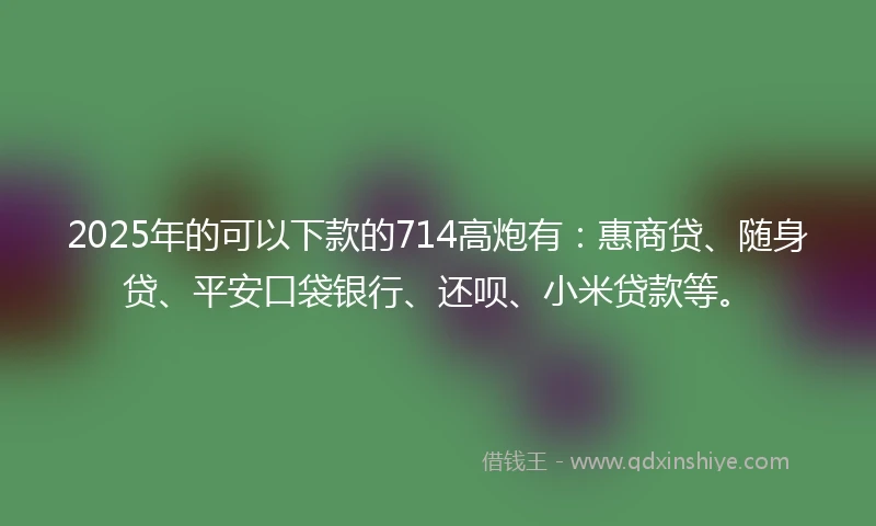 2025年的可以下款的714高炮有：惠商贷、随身贷、平安口袋银行、还呗、小米贷款等。