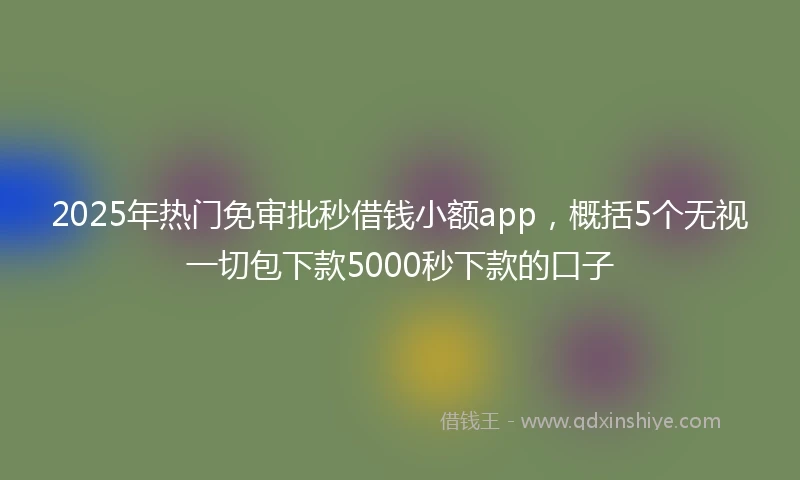 2025年热门免审批秒借钱小额app，概括5个无视一切包下款5000秒下款的口子