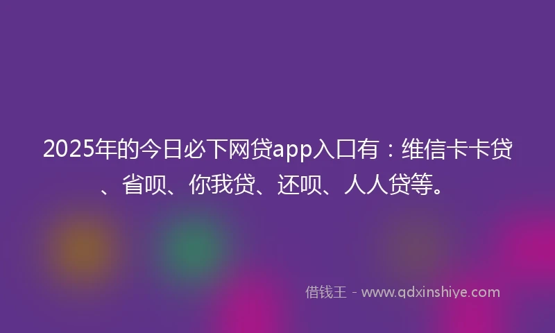 2025年的今日必下网贷app入口有：维信卡卡贷、省呗、你我贷、还呗、人人贷等。