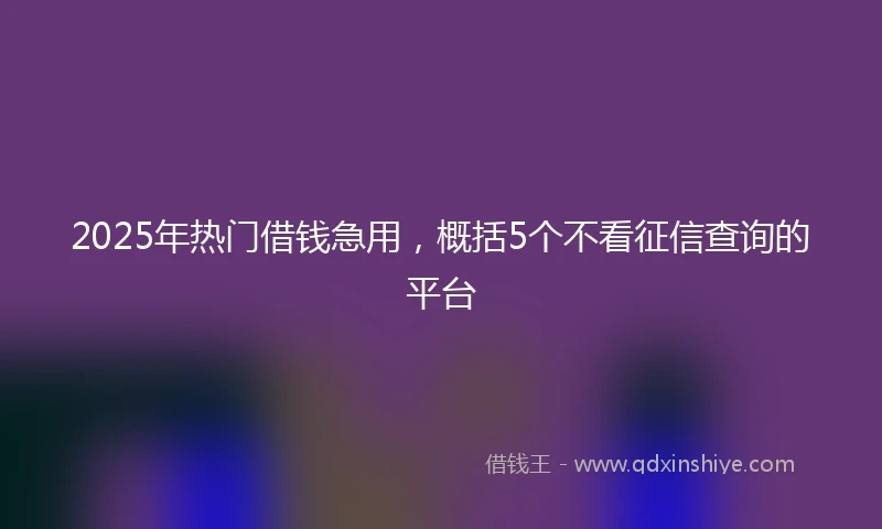 2025年热门借钱急用，概括5个不看征信查询的平台