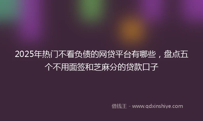 2025年热门不看负债的网贷平台有哪些,盘点五个不用面签和芝麻分的贷款口子