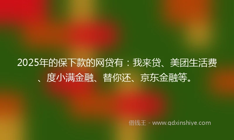 2025年的保下款的网贷有：我来贷、美团生活费、度小满金融、替你还、京东金融等。