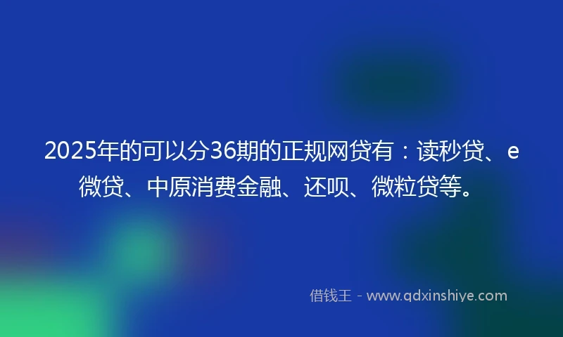 2025年的可以分36期的正规网贷有：读秒贷、e微贷、中原消费金融、还呗、微粒贷等。