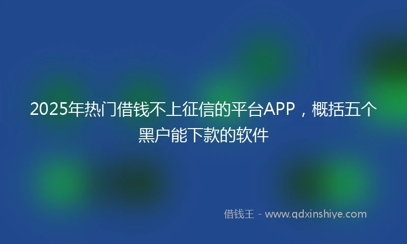 2025年热门借钱不上征信的平台APP，概括五个黑户能下款的软件