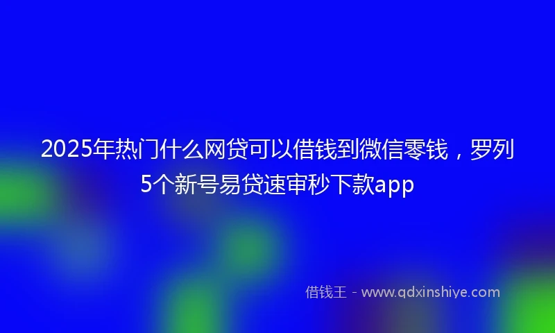 2025年热门什么网贷可以借钱到微信零钱，罗列5个新号易贷速审秒下款app