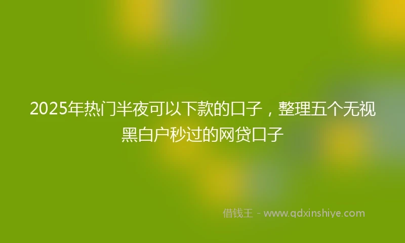2025年热门半夜可以下款的口子，整理五个无视黑白户秒过的网贷口子