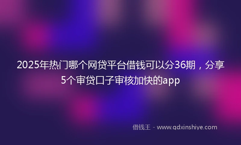 2025年热门哪个网贷平台借钱可以分36期，分享5个审贷口子审核加快的app