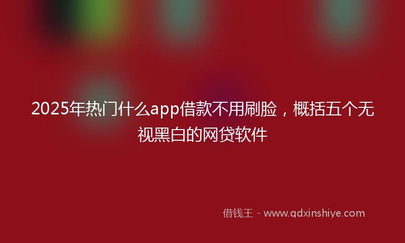 2025年热门什么app借款不用刷脸，概括五个无视黑白的网贷软件