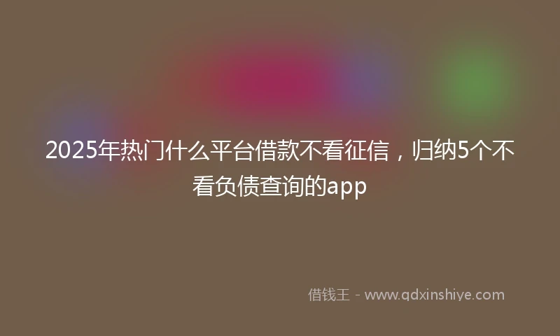 2025年热门什么平台借款不看征信,归纳5个不看负债查询的app